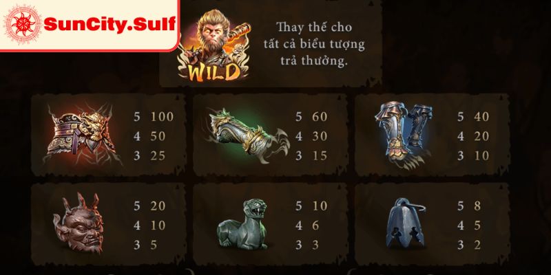 Các biểu tượng Hắc Thoại Ngộ Không SunCity quan trọng  